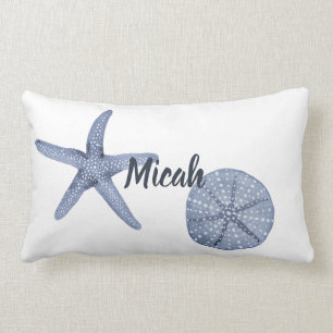 Personalized Nautical Pillow Blue Watercolor