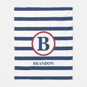 Personalized nautical striped kid’s blanket