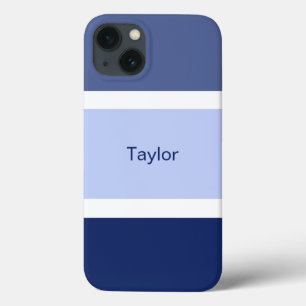 Personalized Nautical Stripes Blue and White iPhone 13 Case