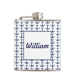 Personalized Nautical Theme Flask