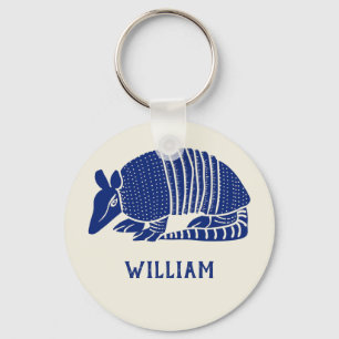 Personalized Navy Blue Armadillo Key Ring
