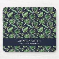 Personalized Navy Blue Gold Palm Leaves Botanical
