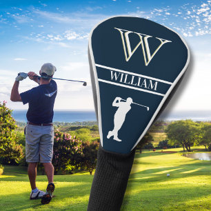 Personalized Navy Blue Monogram Golf Swing Golf Head Cover