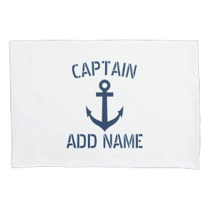 Personalized navy blue nautical boat anchor pillowcase