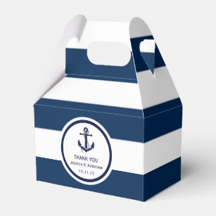 Personalized Navy Blue Nautical Wedding Favor Favour Box