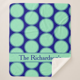 Personalized Navy Mint Polka Dot Pattern Modern  Sherpa Blanket