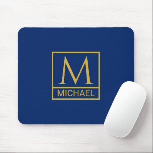 Personalized Navy Mouse Pad with Initial & Name