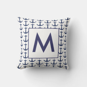 Personalized Navy Nautical Anchor Cushion