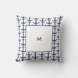 Personalized Navy Nautical Anchor Cushion