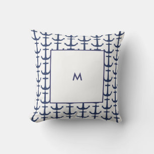 Personalized Navy Nautical Anchor Cushion