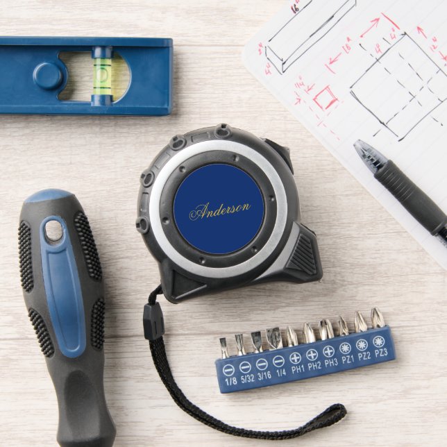 Personalized Navy Tape Measure with Custom Name Pr 1 (Workshop)