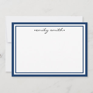 Personalized Navy & White Stationery Flat Card