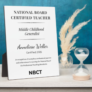 Personalized NBCT Middle childhood generalist Plaque