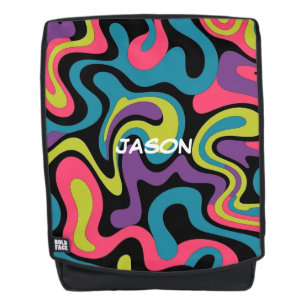 Personalized Neon Abstract Pattern — Retro Design Backpack