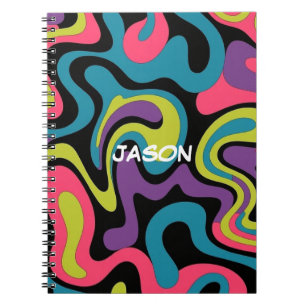 Personalized Neon Abstract Pattern — Retro Design Notebook