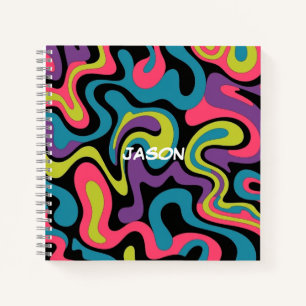 Personalized Neon Abstract Pattern — Retro Design Notebook