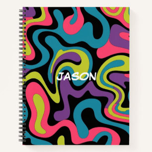 Personalized Neon Abstract Pattern — Retro Design Notebook