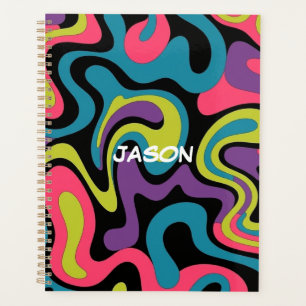 Personalized Neon Abstract Pattern — Retro Design Planner
