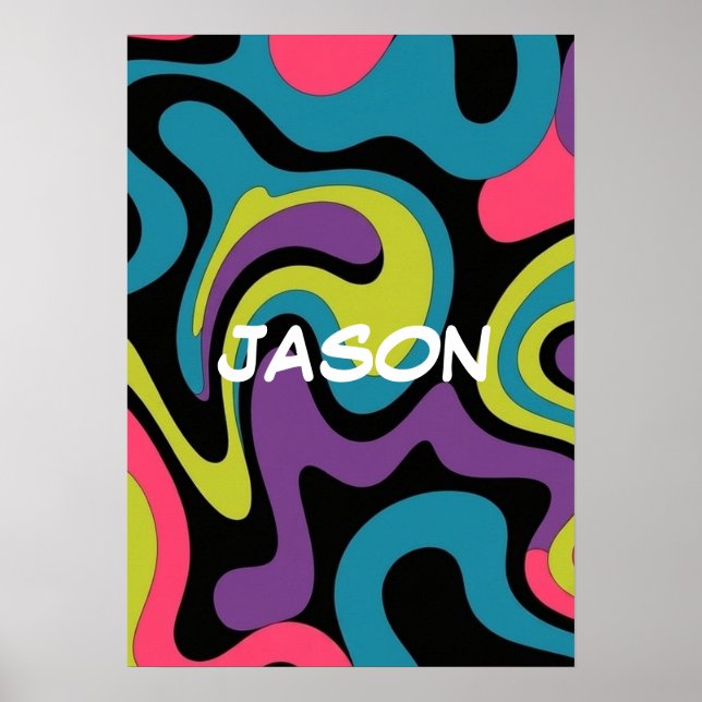Personalized Neon Abstract Pattern — Retro Design Poster (Front)