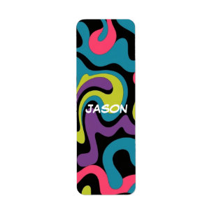 Personalized Neon Abstract Pattern — Retro Design Return Address Label