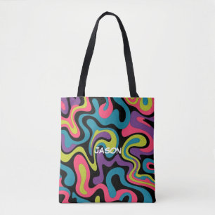 Personalized Neon Abstract Pattern — Retro Design Tote Bag