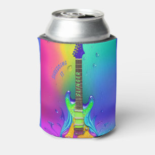 Personalized Neon Guitar, Psychedelic  Can Cooler