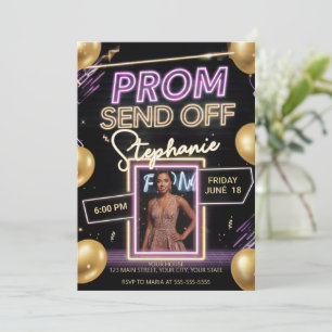 Personalized Neon Vibrant Prom Send Off DIY Photo Invitation