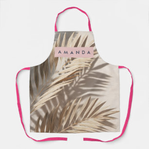 Personalized Neutral Palm Shadows Tropical Apron