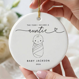 Personalized New Auntie Baby Boy Ornament
