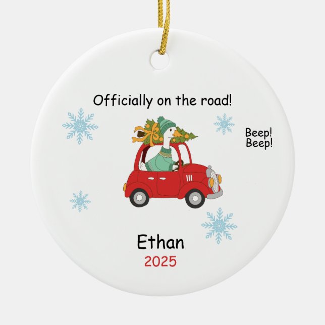 Personalized New Driver Ornament, Custom Licensed  Ceramic Ornament (Front)