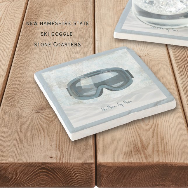 Personalized New Hampshire Ski Stone Coaster (New Hampshire ski goggle personalized coasters)