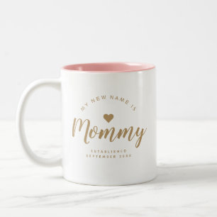 Personalized New Mom Baby Announcement Two-Tone Coffee Mug