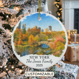 Personalized New York Ornament, Central Park Ceramic Ornament