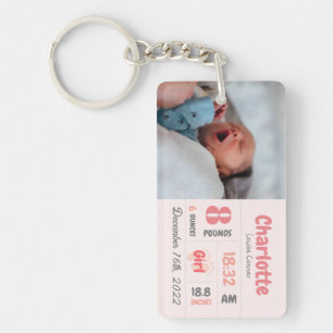 Personalized Newborn Photo Birth Announcement Key Ring