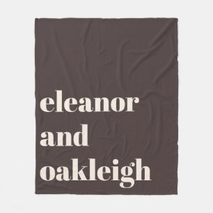 Personalized Newlywed Couple Name Warm Brown Fleece Blanket