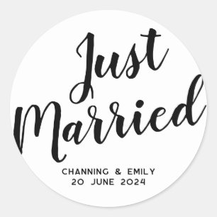 Personalized Newlywed Honeymoon Just Married Classic Round Sticker