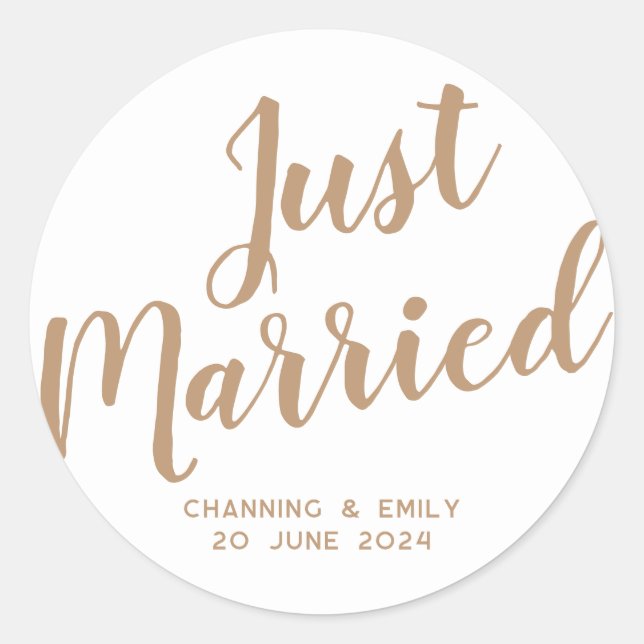 Personalized Newlywed Honeymoon Just Married Classic Round Sticker (Front)