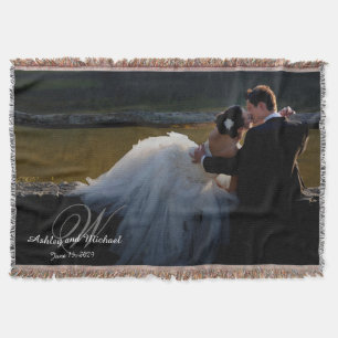 PERSONALIZED NEWLYWED KEEPSAKE Monogram Photo Throw Blanket
