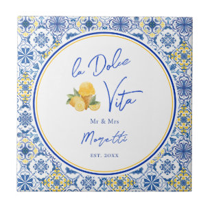 Personalized Newlywed Mediterranean Coastal Home  Ceramic Tile