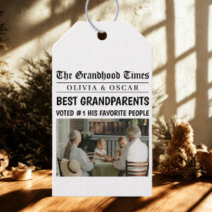 Personalized Newspaper   Best Grandparent Gift Gift Tags