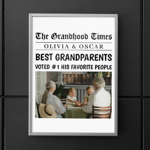 Personalized Newspaper Photo   Best Grandparents Poster
