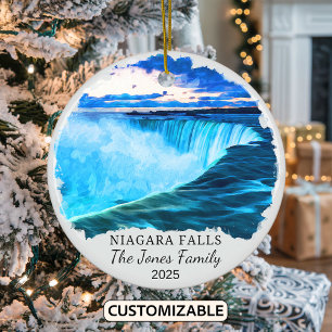 Personalized Niagara Falls Ornament, New York Gift Ceramic Ornament