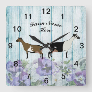 Personalized Nigerian Dwarf Alpine Dairy Goat Farm Square Wall Clock