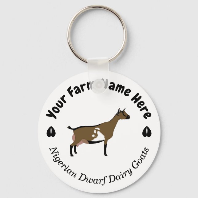 Personalized Nigerian Dwarf Dairy Goat Key Ring (Front)