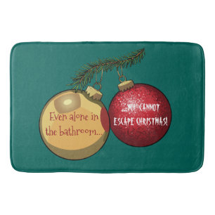Personalized NO ESCAPE! Christmas Baubles Cartoon Bath Mat