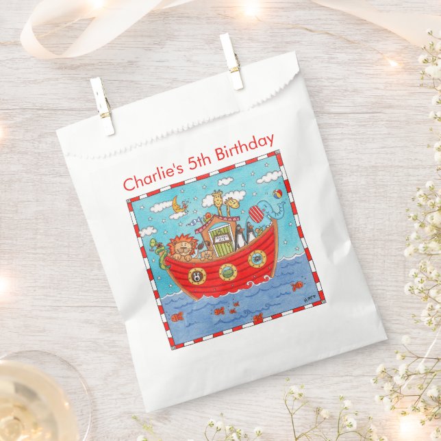 Personalized Noah's Ark Birthday Favour Bag (Clipped)
