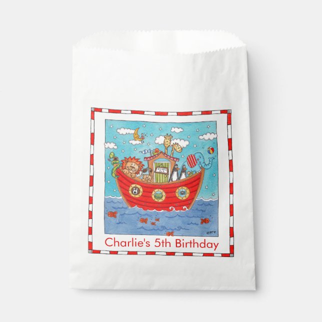 Personalized Noah's Ark Birthday Favour Bag (Front)