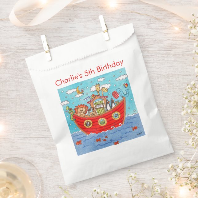 Personalized Noah's Ark Birthday Favour Bag (Clipped)