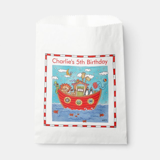 Personalized Noah's Ark Birthday Favour Bag (Front)