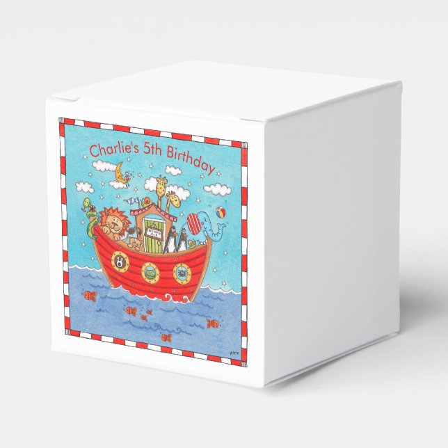 Personalized Noah's Ark Birthday Favour Box (Front Side)